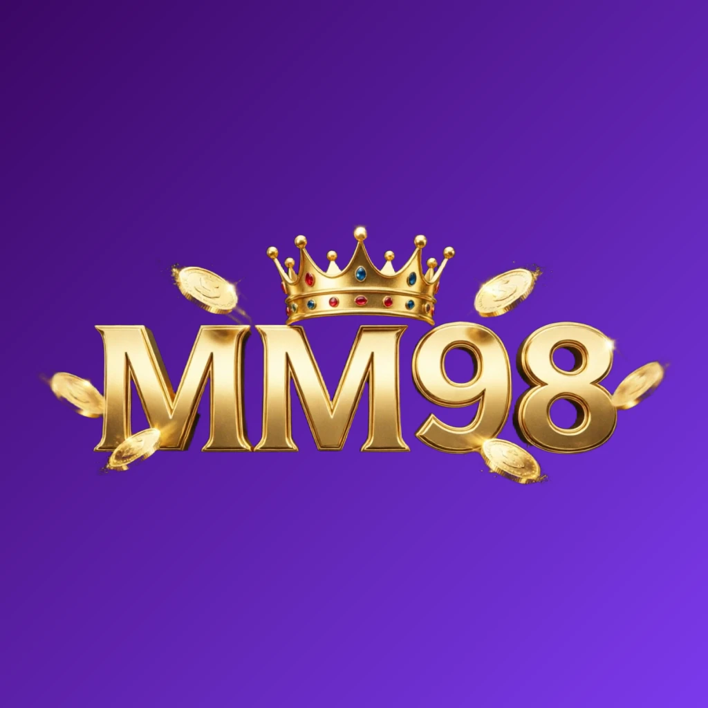 MM98 casino-style logo featuring golden letters with a crown element and sparkling coins, set in a luxury gaming atmosphere on a transparent background, designed as a horizontal rectangular wordmark for website headers MM98 casino-style logo featuring golden letters with a crown element and sparkling coins, set in a luxury gaming atmosphere on a transparent background, designed as a horizontal rectangular wordmark for website headers