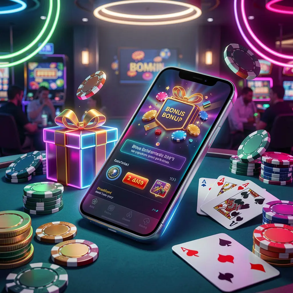 MM98 modern casino website hero scene featuring a smartphone with glowing interface surrounded by bonus gift box, chips, coins, and playing cards in a premium neon casino style MM98 modern casino website hero scene featuring a smartphone with glowing interface surrounded by bonus gift box, chips, coins, and playing cards in a premium neon casino style